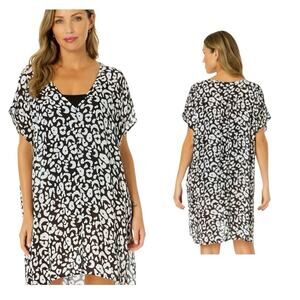 ANNE COLE Women's M Resort Wear V Neck Tunic Swimsuit Cover Up NWT Beach